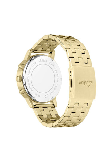 S.Oliver Damen Armbanduhr 32 mm Armband Edelstahl Gold-weiß SO-4322-MM